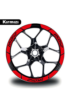 mixgiftzKırmızı CF MOTO 250 SR Geniş Jant Sticker Etiket Modeli