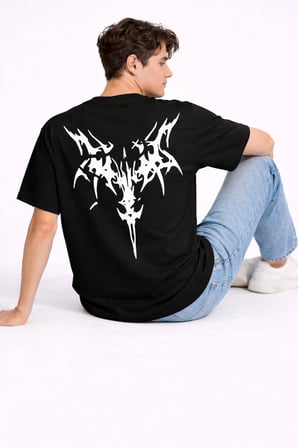 Oversize Erkek Tişört Arkası Baskılı Streetwear Siyah Grafik Back Print Unisex T-Shirt