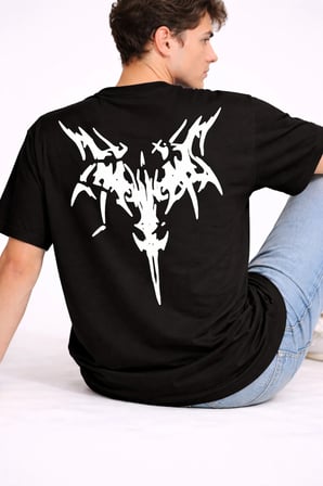 Oversize Erkek Tişört Arkası Baskılı Streetwear Siyah Grafik Back Print Unisex T-Shirt