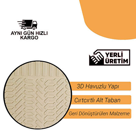 Hyundai Accent Era ile Uyumlu 4D Universal Derin Havuzlu Paspas Profesyonel Bej