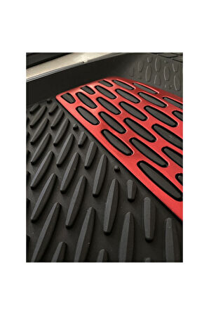 Dacia Sandero Uyumlu Universal Derin Havuzlu Paspas Krom Kırmızı