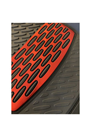 Dacia Sandero Uyumlu Universal Derin Havuzlu Paspas Krom Kırmızı