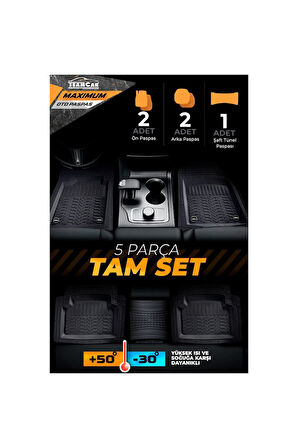 Ford Tourneo Courier ile Uyumlu 4D Havuzlu Kutulu Maximum Paspas Siyah