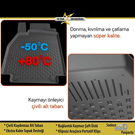 Sahler Volkswagen Golf 5 2004-2008 Uyumlu 4.5D Havuzlu Siyah Oto Paspas