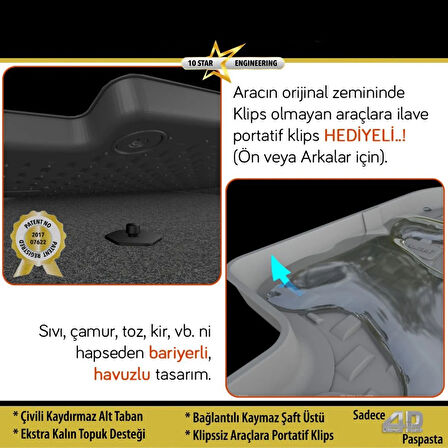 Sahler Volkswagen Golf 7 2013-2018 Uyumlu 4.5D Havuzlu Siyah Oto Paspas