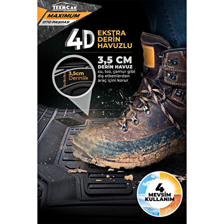 Ototrendy Maximum Volkswagen Caddy Paspas 4D Havuzlu Siyah