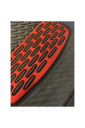 Ford Fiesta Uyumlu Universal Derin Havuzlu Paspas Krom Kırmızı