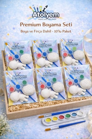 Boyanabilir Astronot Ta? Figür Seti – 10’lu Paket Boya ve F?rça Dahil | Premium Sunum