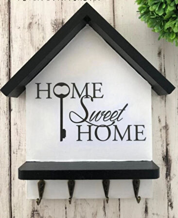Sweet Home" Ahşap Anahtarlık 4 kancalı Ahşap Anahtarlık Hol Antre Askılık Duvar