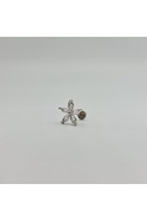 Cerrahi Çelik Çiçek ModelTaşlı Küpe Tragus Helix Kıkırdak Piercing