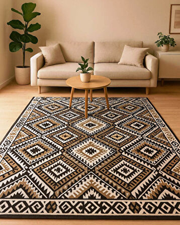 Etnik Bohem Tribal Halı Örtüsü, 6m2 Kalın, Çok Amaçlı