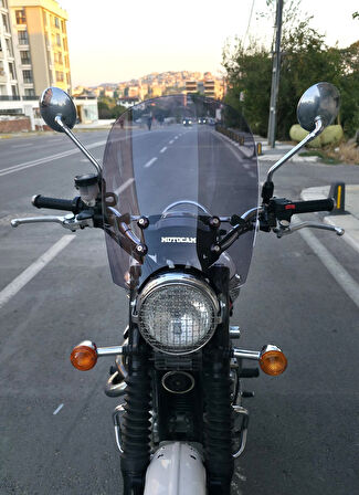 MOTOCAM Trıumph Scrambler 900 Siperlik Ön Cam 2005-2025 Model 45cm Füme Renkli 4mm