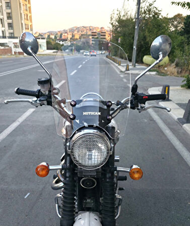 MOTOCAM Trıumph Scrambler 900 Siperlik Ön Cam 2005-2025 Model 45cm Şeffaf Renkli 4mm