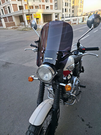 MOTOCAM Trıumph Scrambler 900 Siperlik Ön Cam 2005-2025 Model 45cm Siyah Renkli 4mm
