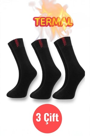 3'lü Paket Unisex Dikişsiz Termal Kışlık Kalın Havlu Çorap