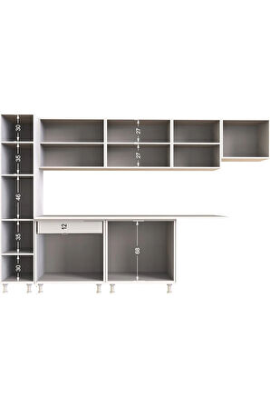 Tiran Hazır Mutfak Dolabı Kiler Dahil -320cm-Beyaz Laminat Tezgah Dahil-Bulaşık Makinesi Yeri Mevcut