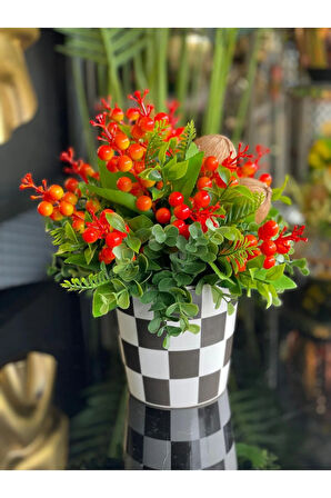 Turuncu Kokinalı Damalı Vazo