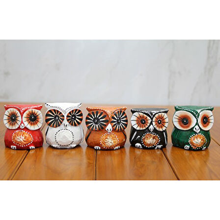 Ahşap 5'li Baykuş Seti Model 3