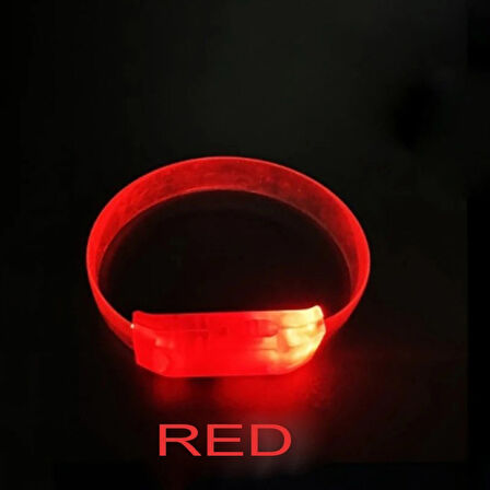 3 Modlu Pilli LED Işıklı Esnek Parti Bilekliği Kırmızı