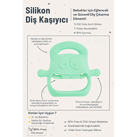 Açık Yeşil Bebek Silikon Diş Kaşıyıcı