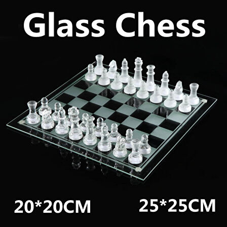 Glass Chess Cam Satranç Takımı (35 cm x 35 cm)