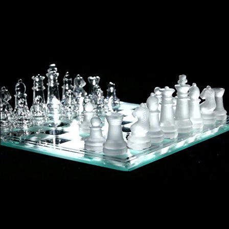 Glass Chess Cam Satranç Takımı (35 cm x 35 cm)