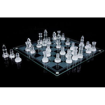 Glass Chess Cam Satranç Takımı (35 cm x 35 cm)