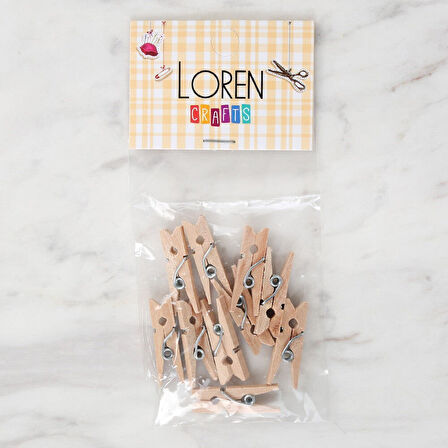 Loren 10 lu Natural Mini Ahşap Mandal