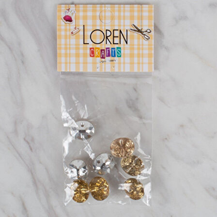 Loren Crafts altın sarısı 8 li düğme - 244