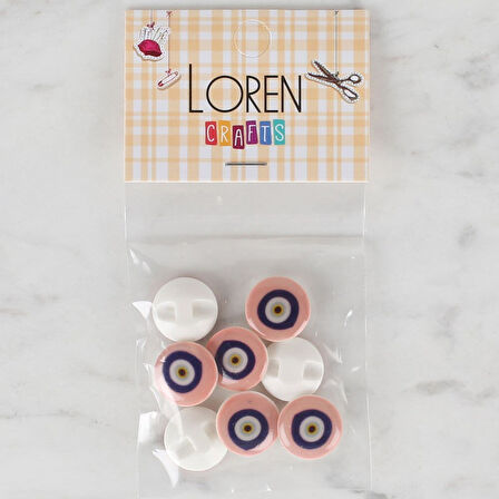 Loren Crafts 8 li Pudra Nazar Boncuğu Düğme - 685