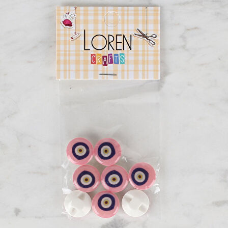 Loren Crafts 8 li Pembe Nazar Boncuğu Düğme - 690