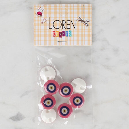 Loren Crafts 8 li Pembe Nazar Boncuğu Düğme - 693