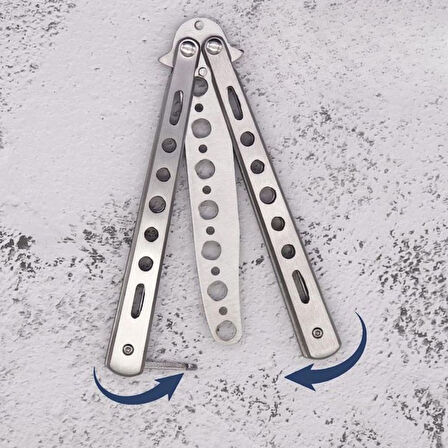 Gri Katlanabilir Paslanmaz Çelik Kelebek Bıçak Tarak Sakal Bıyık Fırçası Profesyonel Saç Kesimi İçin Tarak