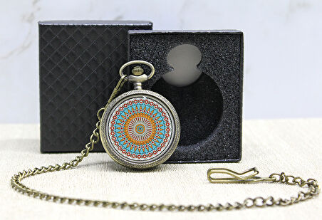 Özel Kutulu Mandala Deseni Köstekli Saat Alk4678