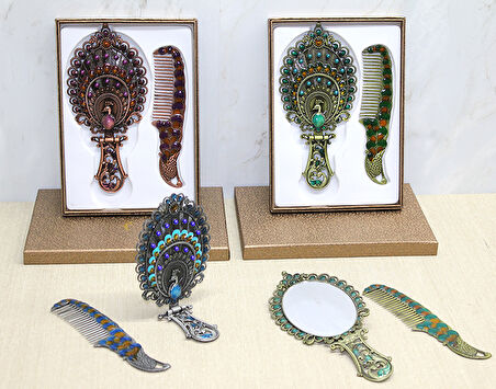 Tavuskuşu Katlanabilir Ayna Ve Tarak Seti Büyük Boy Alk4982