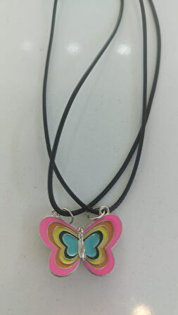 Mıknatıslı 2'li Kolye Kelebekli Kalp Best Friends Kolyesi