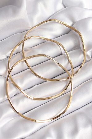 316L Çelik Gold Renk 65 mm Zikzak Model Ajda Bileklik