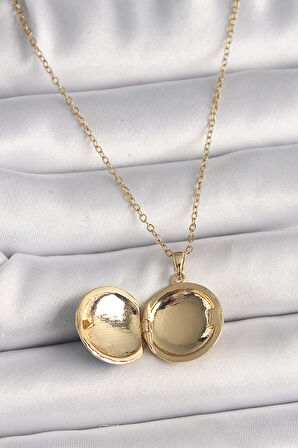 316L Çelik Gold Renk Zincir Mavi Dünya Model Kadın Kolye