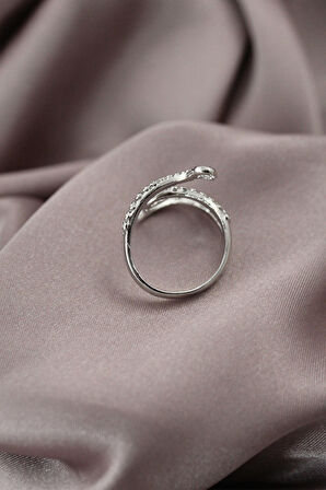 Gümüş Renkli Metal Ahtapot Model Kadın Yüzük