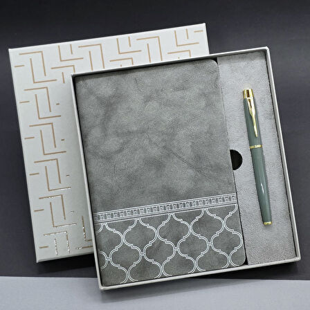 Kutulu Deri Defter Roller Kalem Set