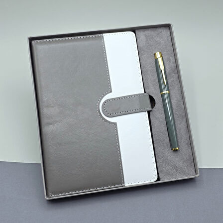 Kutulu Deri Defter Roller Kalem Set