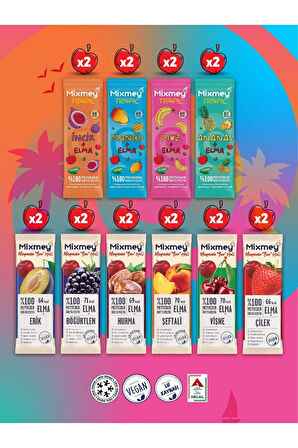 Mixmey Tropik Sever 24 Adet | Vegan Ve Glutensiz Tropik Sağlıklı Atıştırmalık - 20gr X 24 Adet