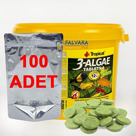 100 Adet Tropical 3-Algae Tablets A Kovadan Bölme Tablet Balık Yemi