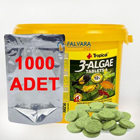 1000 Adet Tropical 3-Algae Tablets A Kovadan Bölme Tablet Balık Yemi