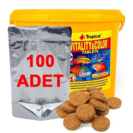 100 Adet Tropical Vitality&Color Tablets Kovadan Bölme Tablet Balık Yemi