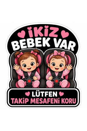 İkiz bebek var oto sticker 18x20 cm
