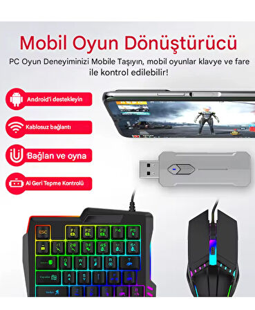 Pubg Mobil Oyun Kiti 5in1 Bt5.3 Klavye Mouse Dönüştürücü Seti Pugb Seti
