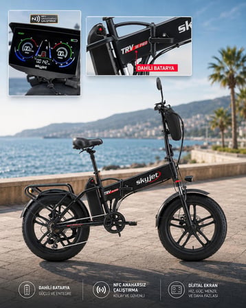 SKYJET TRVIII PRO ELEKTRİKLİ BİSİKLET AYNA VE ÇANTA HEDİYELİ