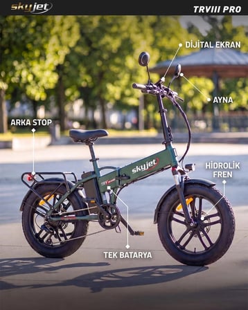 SKYJET TRVIII PRO ELEKTRİKLİ BİSİKLET AYNA VE ÇANTA HEDİYELİ