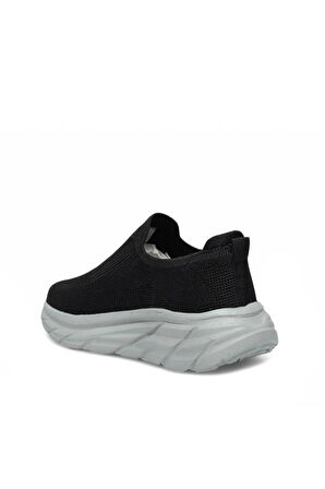 VOLİS TRİKO Siyah-Gri Memory Foam Taban Bağcıksız Erkek Yürüyüş Ayakkabı